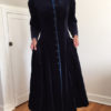 vintage 80s Laura Ashley velvet w/ taffeta midnight blue Victorian riding coat dress 1980s Edwardian equestrian full length duster button up by RecapVintageStudio steampunk buy now online