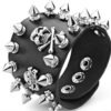 Unique Rock Spikes Rivet Gothic Skeleton Skull Punk Biker Wide Cuff Leather Men Women Girl Bracelet by Zonlyaccessories steampunk buy now online