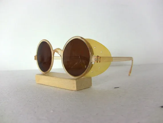 Round Eye Sunglasses Goggles w Side Caps Steampunk Motor Rider Expedition Hippie FREE SHIPPING NOS New Old Stock Fun Gift Idea by EyeGlassesFrames steampunk buy now online
