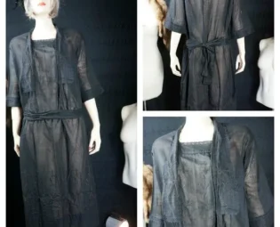 c1900-1909 Edwardian Dress / Sheer Linen Dress PERFECT Cond / Steam Punk Sheer Victorian Dress / Pennsylvania Estate Black Linen Lace Dress by HippieGypsyBoutique steampunk buy now online