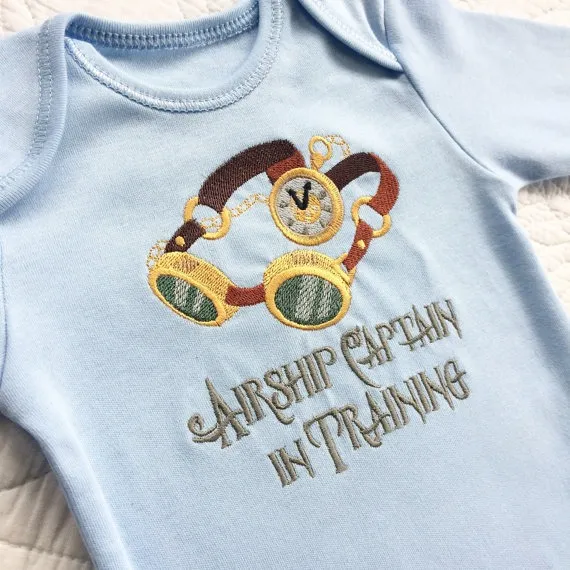 Airship Captain in Training Steampunk gothic baby onesie vest by Jellibabies1 steampunk buy now online