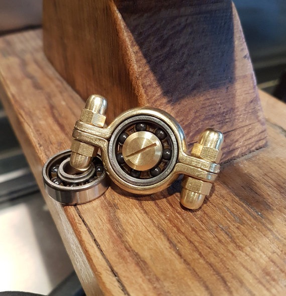 Hand made fidget toy. Brass hand spinner hybrid ceramic bearing torqbar edc by StevesSpinners steampunk buy now online