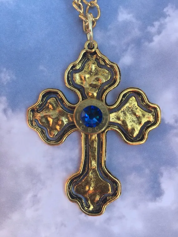 Bullet Jewelry Cross Pendant! Super Cute! Made With a CBC 45 Auto Bullet Casing and Swarovski Crystal. Light Weight Great Fashion Bling! by CraftyDadWorkshop steampunk buy now online
