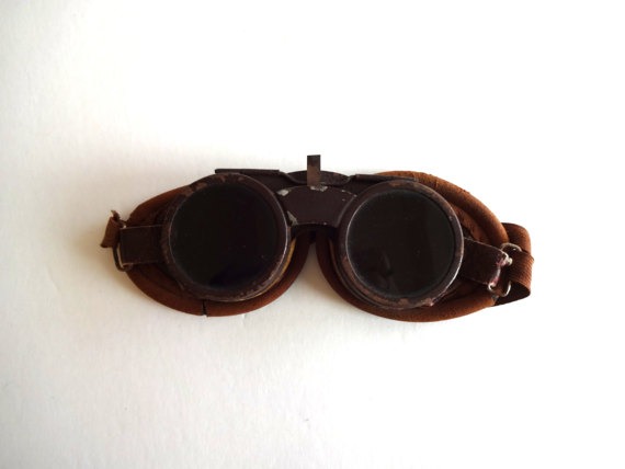 Vintage French Flip-Up Double Lens Aviator Goggles / Moto Goggles / Welding Goggles by LeVieuxSalon steampunk buy now online
