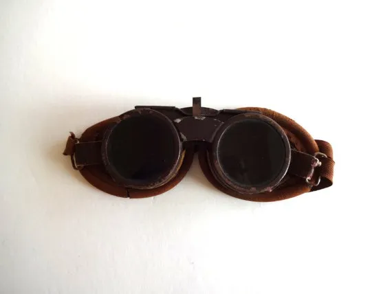 Vintage French Flip-Up Double Lens Aviator Goggles / Moto Goggles / Welding Goggles by LeVieuxSalon steampunk buy now online