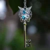 Teal Swarovski Silver winged Key Necklace - Customizable Necklace - birthday present - ready to Ship - Cosplay Pendant by PrincessSongbirds steampunk buy now online Teal Swarovski Silver winged Key Necklace - Customizable Necklace - birthday present - ready to Ship - Cosplay Pendant by PrincessSongbirds steampunk buy now online