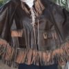 Vintage Hippie Brown Leather Poncho Cape with Fringe Fringe and More Fringe by showdiva steampunk buy now online