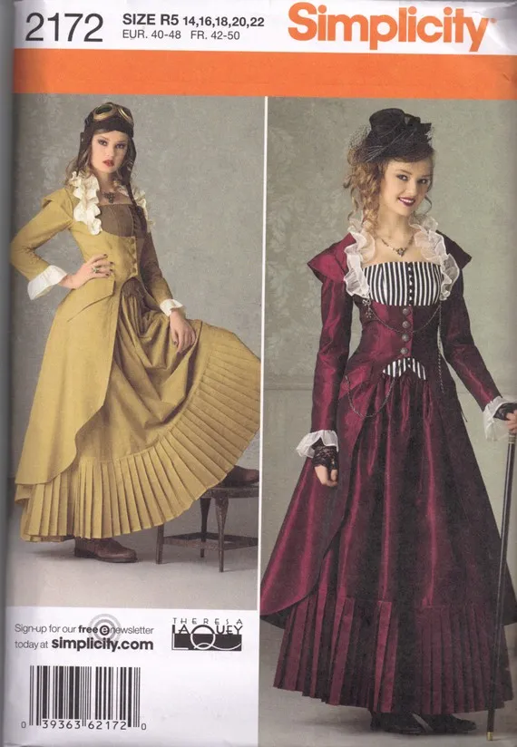 Victorian Steampunk Corset, Skirt, Coat Simplicity 2172 Sewing Pattern Plus Size 14 16 18 20 22 Bust 36 38 40 42 44 by PeoplePackages steampunk buy now online
