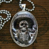 Calavera day of the dead necklace skull skeleton LARGE 40X30mm glass domed pendant by che655 steampunk buy now online