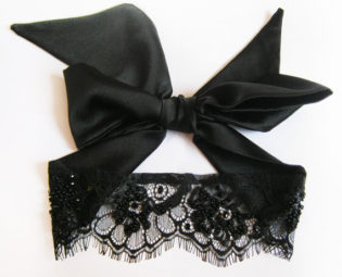 NATALIA Black silk Lace Eye mask and silk bow ties, Halloween costum by Lalilouche steampunk buy now online