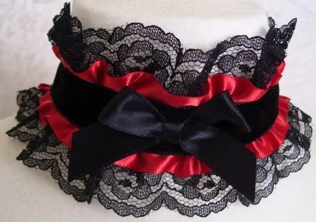 Gothic velvet and satin bow choker by Ashesclothing steampunk buy now online