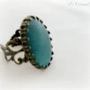 Teal holographic ring, vintage style jewelry, antique gold adjustable ring by celdeconail steampunk buy now online
