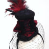 Black & burgundy burlesque bustle tea hat fascinator by Blackpin steampunk buy now online
