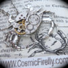 Steampunk Necklace Silver Crab Necklace Vintage Watch Movement Gothic Victorian Jewelry Rustic Primitive Antiqued Finish by CosmicFirefly steampunk buy now online
