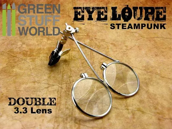 SteamPunk EYE LOUPE - DOUBLE magnifier magnifying - Clip On Type - Loopy for goggles by GreenStuffWorld steampunk buy now online