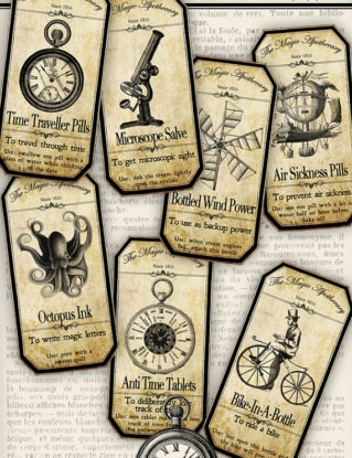 Steampunk Apothecary Labels halloween apothecary printable craft hobby crafting scrapbooking instant download digital collage sheet - VD0151 by VectoriaDesigns steampunk buy now online