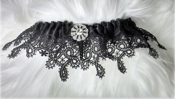 Delicate Venice Lace Garter, Black Lace Garter Wedding Garter, Bridal Garter, Wedding Gift, Steampunk, Winter Wedding, Vintage Gatsby Style by GoddessEngland steampunk buy now online
