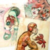 Coffee Creatures Small Art Prints - Panda Bear - Betta Fish - Circus Tiger - Coffee Art Gift - Choose 1 5x7" Art Print by CodyVrosh steampunk buy now online