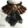 Steampunk Choker with brown glass crystal, gears and wings - Victorin fantasy jewelry Necklace, Steampunk Wedding collar, Brown choker jabot by Vilindery steampunk buy now online