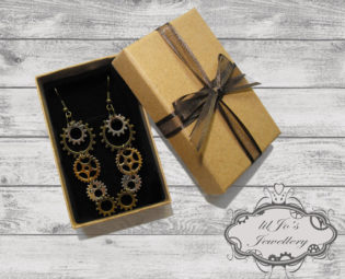 Steampunk Gears & Cog Earrings with Gift Box - steampunk, cosplay, gift for her, steampunk accessories, christmas gift, ready to give gift. by lilJosJewellery steampunk buy now online