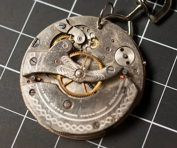 Steampunk Re-purposed Necklace Pendant Vintage Pocket Watch Jewelry Precious Metals by RealWindowMedia steampunk buy now online