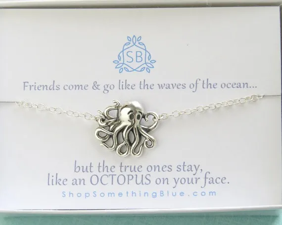 Best Friend Gift • Octopus Bracelet • Best Friend Bracelet • BFF Gift • Octopus Charm • Sterling • Steampunk • Nautical • Funny • Humorous by ShopSomethingBlue steampunk buy now online