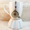 Penny Farthing Tea Infuser Charm-Bronze Antique Finish-Black Czech Bead-Rose Gold Beads-Steampunk-Victorian Adventure Collection by CamilleLaLune steampunk buy now online Penny Farthing Tea Infuser Charm-Bronze Antique Finish-Black Czech Bead-Rose Gold Beads-Steampunk-Victorian Adventure Collection by CamilleLaLune steampunk buy now online