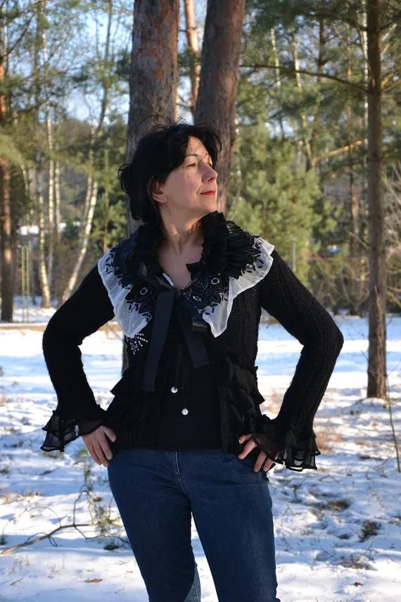 The Black lace Victorian Jacket, Upcycled jacket, Steampunk jacket, Wearable Art, Hand Embroidered, Art to wear, Upcycled Clothing by MyEspresso steampunk buy now online