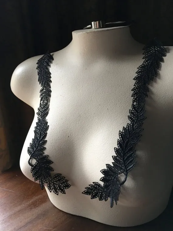 Black Lace Applique Pair for Lyrical Dance, Ballet, Garments, Costume Design, Neo Victorian, Steampunk PR 311 by MaryNotMartha steampunk buy now online