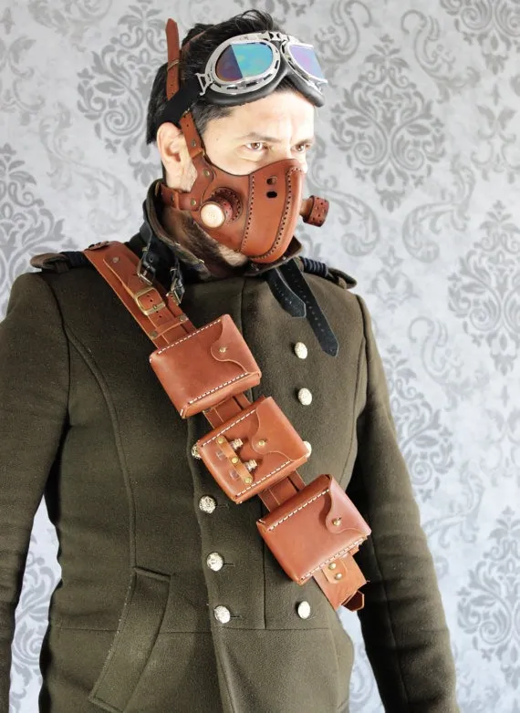 STEAMPUNK UTILITY BELT leather gear larp cosplay by SteampunkMasks steampunk buy now online