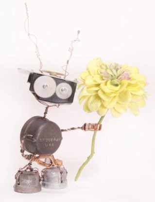 Ham, Bot Number: 2017779. Repurposed Robot Sculpture. Steampunk Figurine. Flower Holder. Lee Bots by NancySolbrig steampunk buy now online