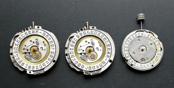 Set of 3 watch movements with day dial Steampunk art Altered art Spare parts Clock repair Watchmaker gift Wrist watch Jewelry making M9 by PlayingVintage steampunk buy now online