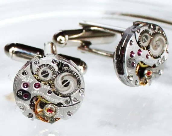 GIRARD PERREGAUX Steampunk Cufflinks - Very RARE Prestige Luxury Swiss Vintage Watch Movement Men Steampunk Cufflinks Cuff Link Wedding Gift by TimeInFantasy steampunk buy now online