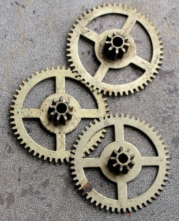 Vintage clock brass gears -- set of 3 -- D2 by timemill steampunk buy now online