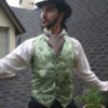 Green Chrysanthum Silk Brocade Gentlemen's Victorian Steampunk Vest by dashandbag steampunk buy now online