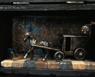 Music Box: HORSE & BUGGY! Musical Installation By Fae Factory Artist Dr Franky Dolan (Diorama Tiny Room Dollhouse Keepsake Box Fairy House) by faefactory steampunk buy now online