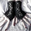 Ode to Revenge Lace Fingerless Gloves - Black w/ Fishnet - Gothic Vampire Dark Tribal Bellydance Evening Victorian Ruffle Wedding Goth Cyber by ZenAndCoffee steampunk buy now online Ode to Revenge Lace Fingerless Gloves - Black w/ Fishnet - Gothic Vampire Dark Tribal Bellydance Evening Victorian Ruffle Wedding Goth Cyber by ZenAndCoffee steampunk buy now online