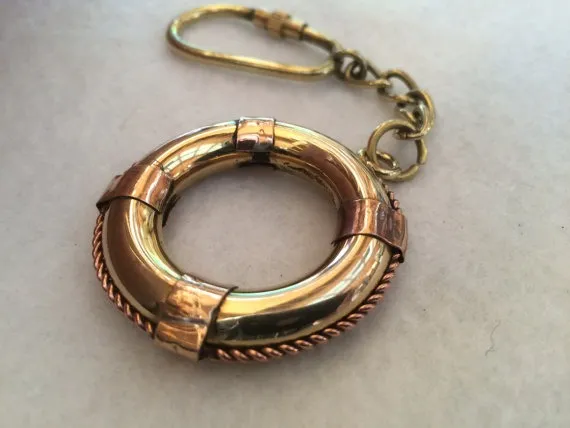 Brass Life Ring / Lifering - Nautical Maritime - Pendant / Keychain / Keyring by NauticalPlace steampunk buy now online