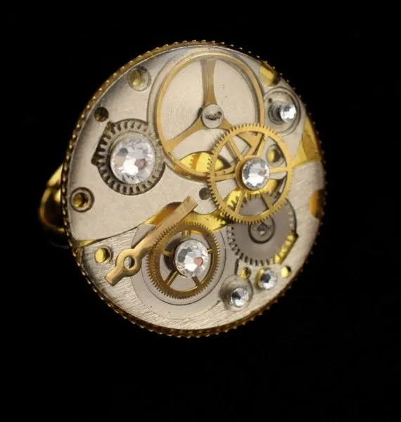 OOAK GORGEOUS RING steampunk art jewelry watch movement nice gift by WinTouchStuff steampunk buy now online