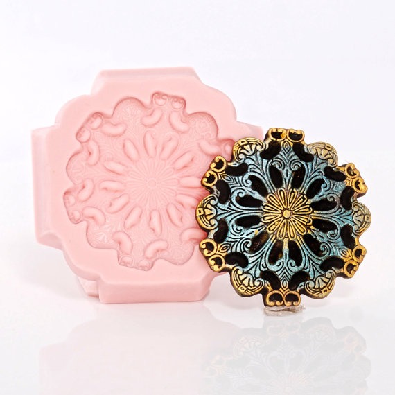 Scroll Work Medallion Silicone Mold- Cake Decorating Mold Fondant Gum Paste Chocolate Craft Jewelry Mold Resin Clay Steampunk Mold (756) by MoldMeShapeMe steampunk buy now online