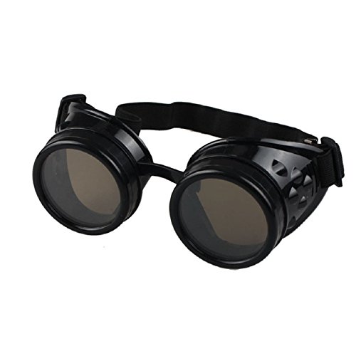 Ultra Black with Brown Lenses Premium Top Quality Steampunk Goggles Glasses Cyber Glasses Victorian Punk Style Welding Cosplay Gothic Style Goth Rustic Vintage Round Rave Novelty Cosplay steampunk buy now online