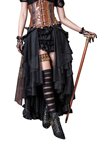 Steampunk Dress Gothic Clothing Pirate Costume Retro Victorian Punk Cincher Lace Up Long Ruffle Pencil Skirt Mother Of The Bride Dresses Steampunk Accessories steampunk buy now online