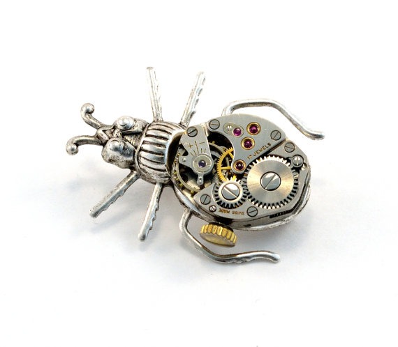 Steampunk Beetle Pin, Steampunk Brooch by Chanchala steampunk buy now online