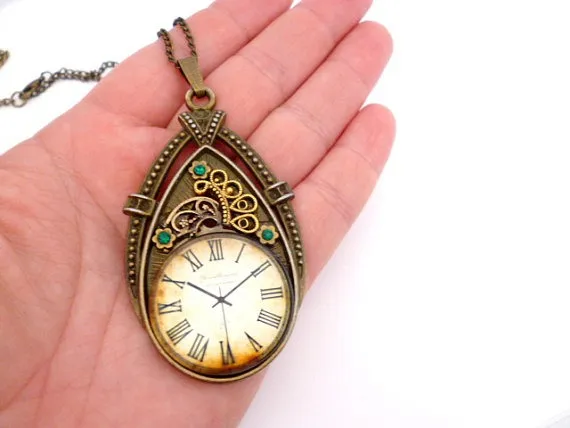 Brass Drop Steampunk Necklace_STN5646500892_Steampunk Supplies_ Drop Watch Necklace_ Gift Ideas by MultiStyle steampunk buy now online