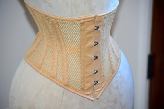 Real steel boned underbust underwear corset from transparent mesh and cotton. Real waist training corset for tight lacing. by Corsettery steampunk buy now online