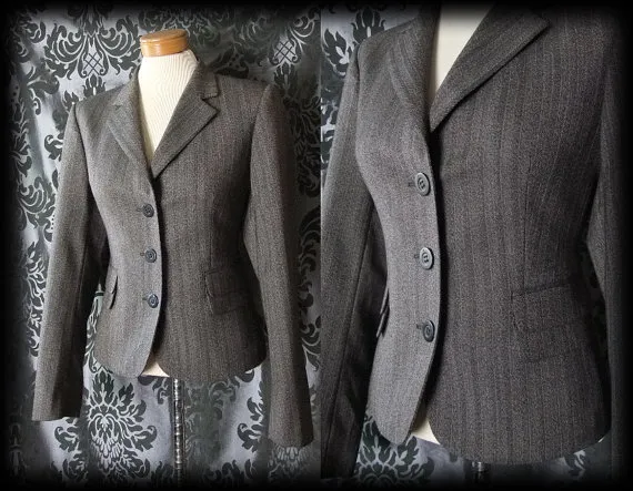 Gothic Grey Brown Fitted SOMBRE Tailored Jacket Coat 8 10 40s 50s Vintage Formal by AusterexxDevotion steampunk buy now online