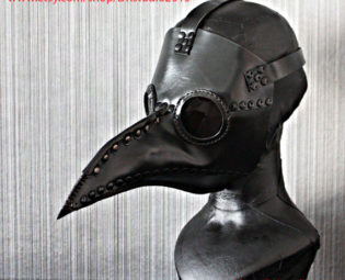 1:1 Custom Genuine Leather Halloween Costume Cosplay Steam Punk Bird Prop Dr. Dr Plague Doctor Mask Black GL03 by DKstudio2015 steampunk buy now online