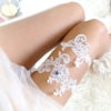 Something Blue Rhinestone White Lace Applique Wedding Garter Set, Luxury Bridal Garter Belt Honeymoon Keepsake Toss Sexy by ChihiroBridal steampunk buy now online