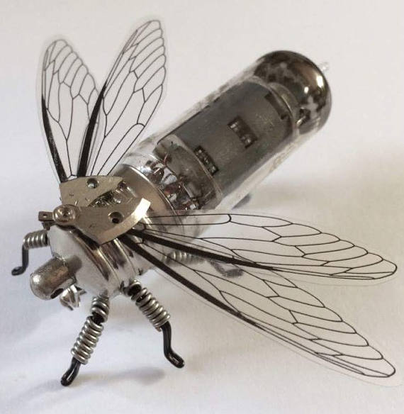 Steampunk brooch - Insect Vacuum Tube Brooch - OOAK Unique Steampunk Steam Punk Clockwork Jewelry by spankyspanglerdesign steampunk buy now online
