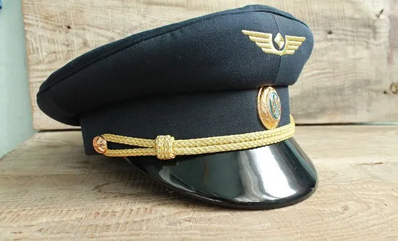 original Ukraine pilot visor cap / Vintage Ukraine aviator Cap with cockade / Ukraine Officer's Military Hat Cap Military Cap by VintageBoutique4U steampunk buy now online